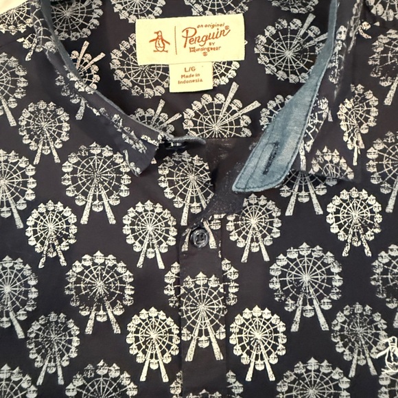 Original Penguin Heritage Slim Fit Shirt XL – Ferris Wheel Print Short Sleeve - Picture 10 of 10